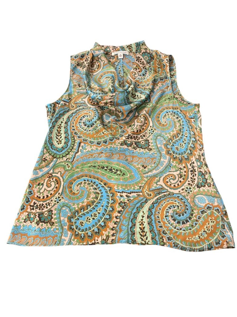Banana Republic Womens Sleeveless Paisley Print Cowl Neck Top M 100% Polyester